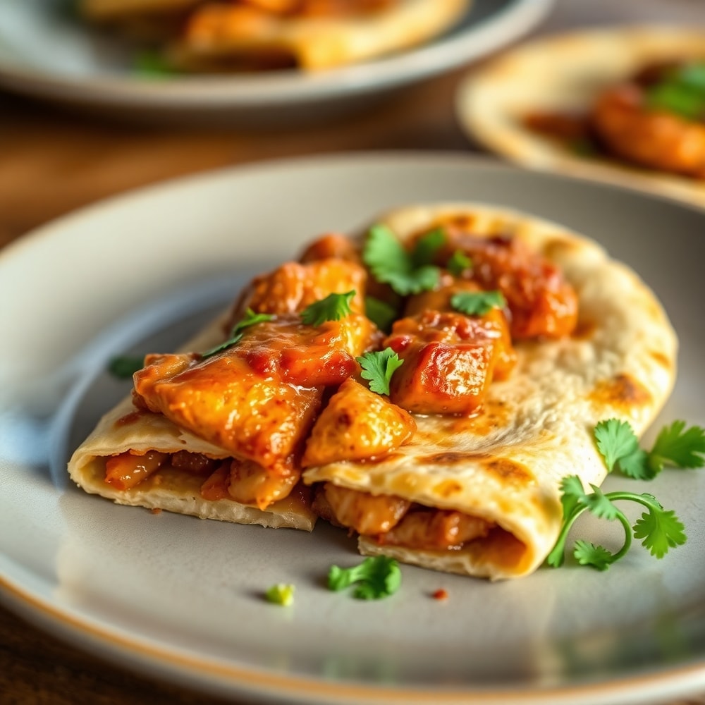 BBQ Chicken Flatbread slice on a plate