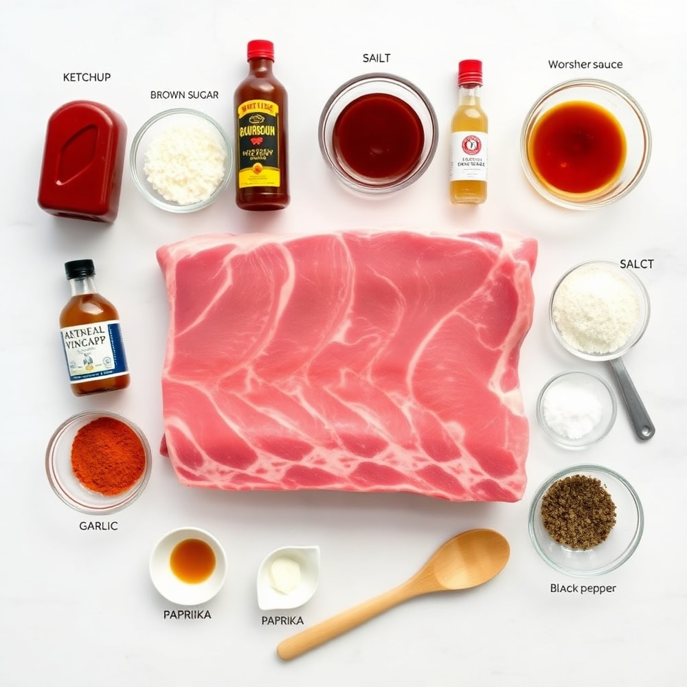 Raw ingredients for BBQ ribs recipe