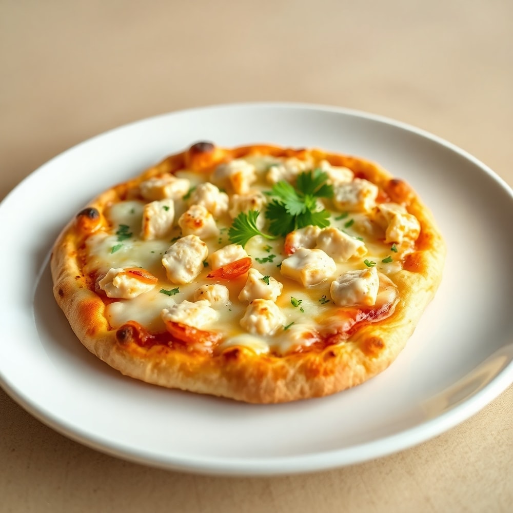 Chicken Caesar Salad Pizza on Plate