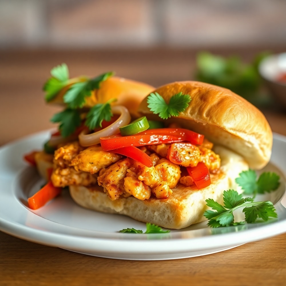 One perfect plated serving of Chicken Fajita Sliders