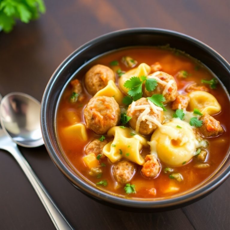 Crockpot Meatballs and Tortellini Soup