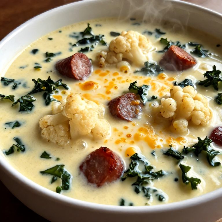Creamy Cauliflower Sausage Kale Soup