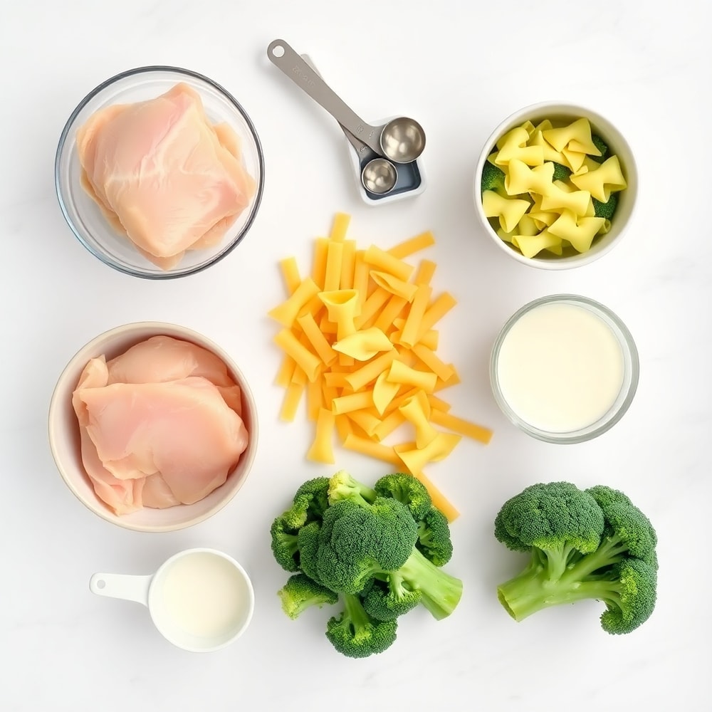 Raw Ingredients for Creamy Chicken Bowtie Pasta