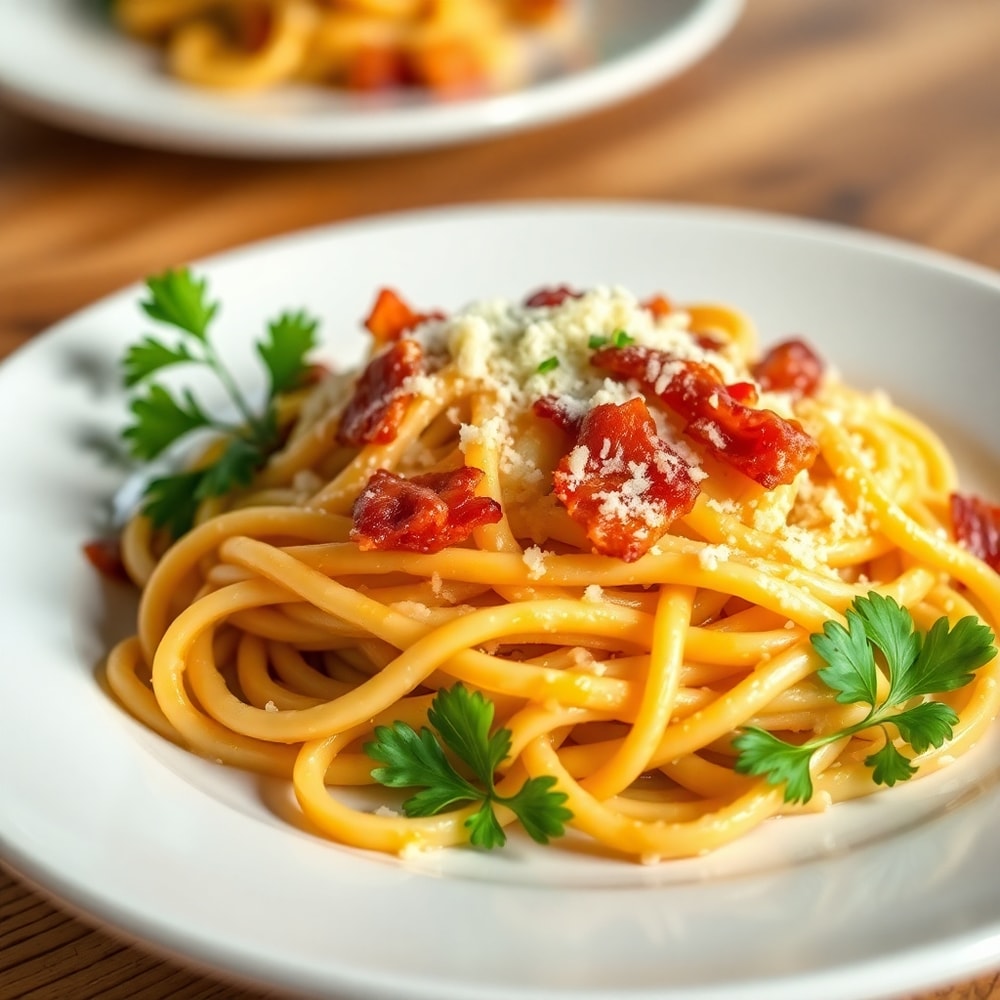 Plated serving of Crack Chicken Pasta