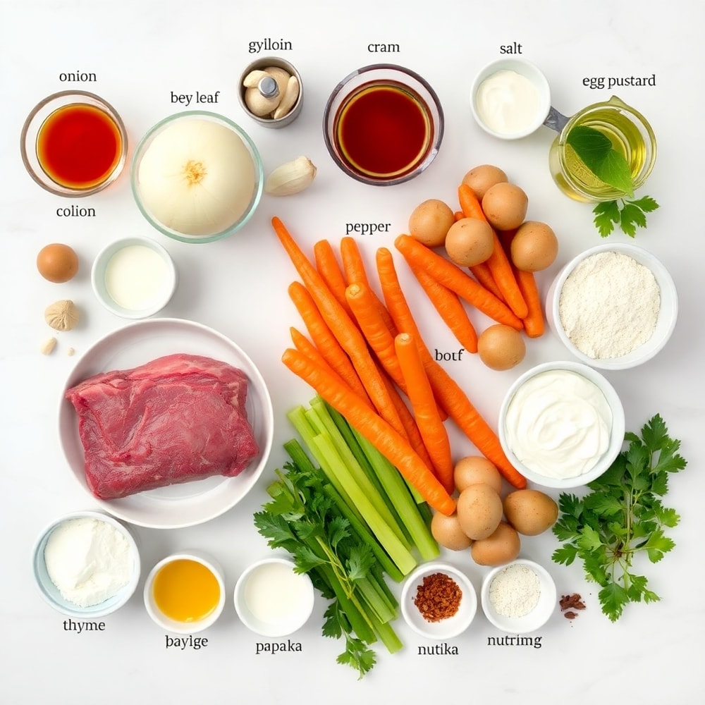 Raw Ingredients for Czech Svickova Beef Sirloin Stew