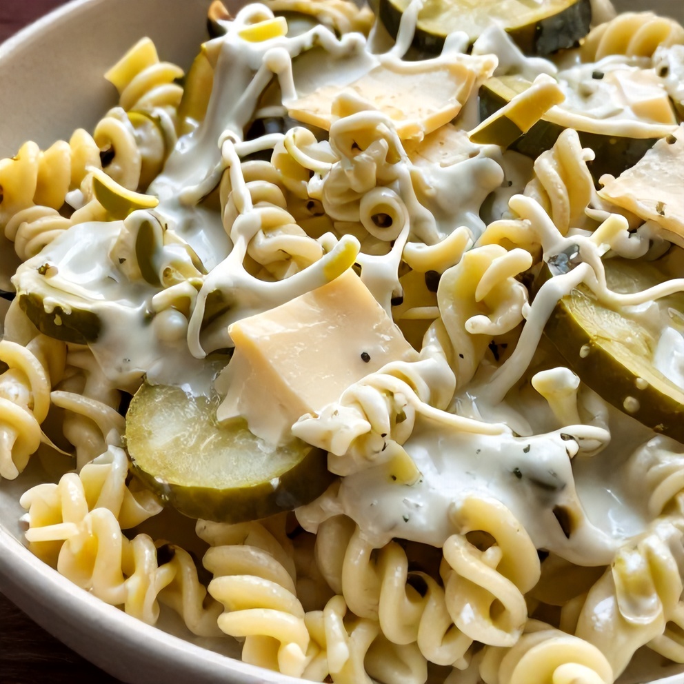 Creamy Dill Pickle Pasta Salad