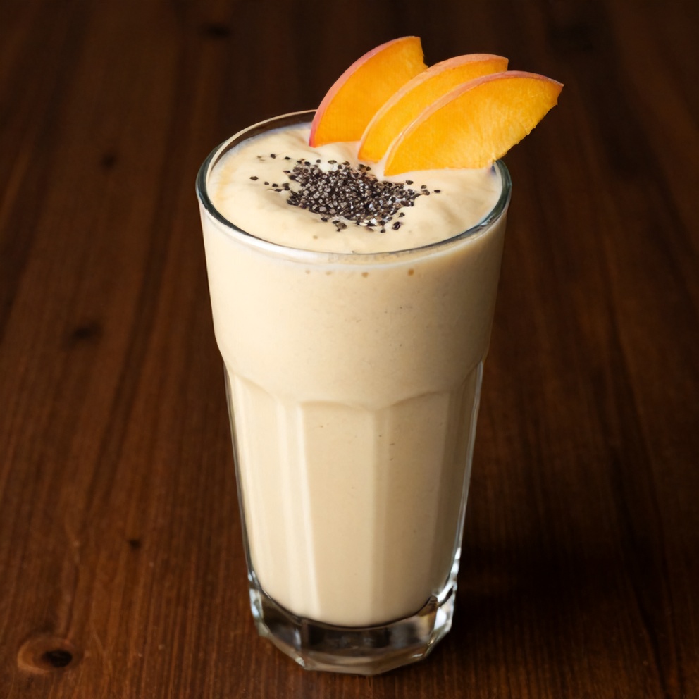 Creamy Peach Protein Shake ready to serve