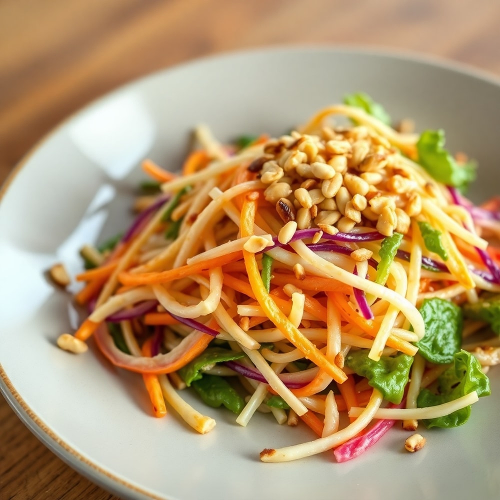 Plated Crispy Asian Slaw with Sesame Ginger Dressing
