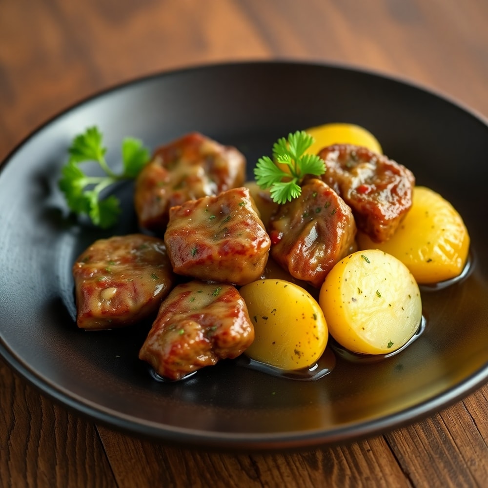 Garlic Butter Steak Bites and Potatoes