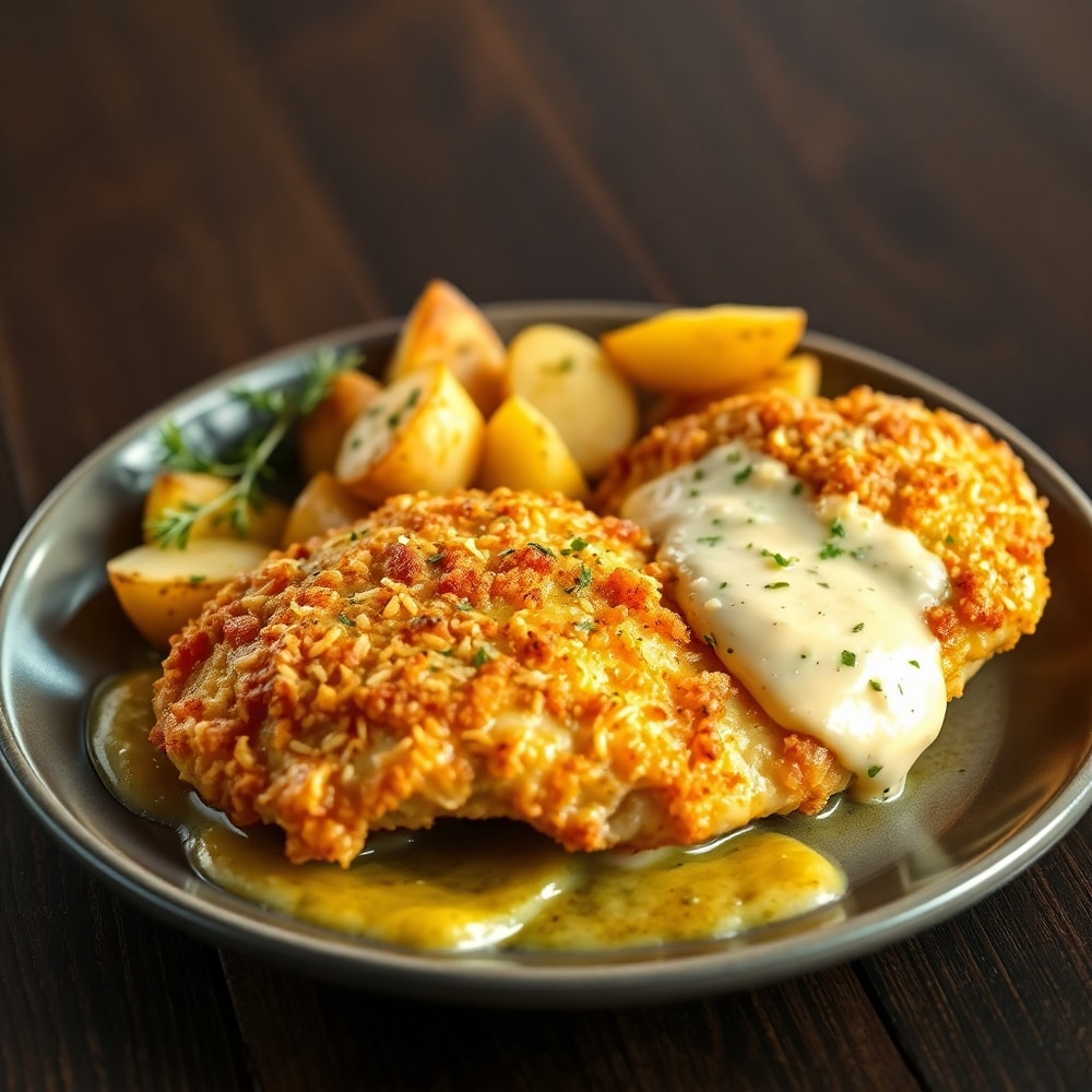 garlic parmesan chicken and potatoes
