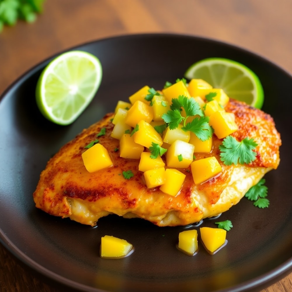 Plated Honey Lime Chicken with Mango Salsa
