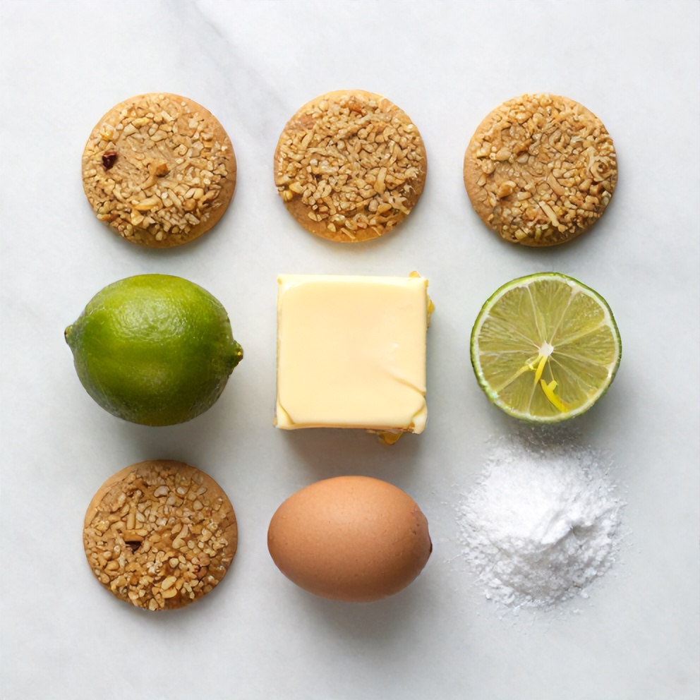 Key Lime Pie Bars ingredients on a marble surface