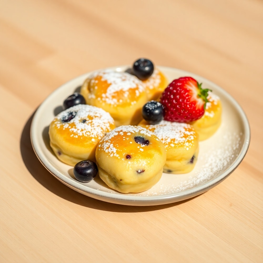 Plated Lemon Blueberry Pancake Bites