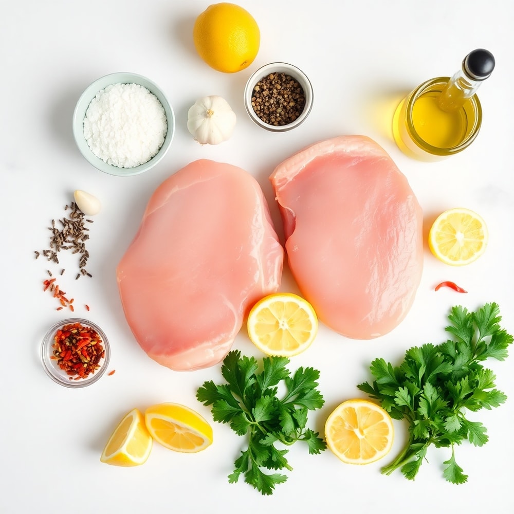 Raw ingredients for Lemon Garlic Pork Chops