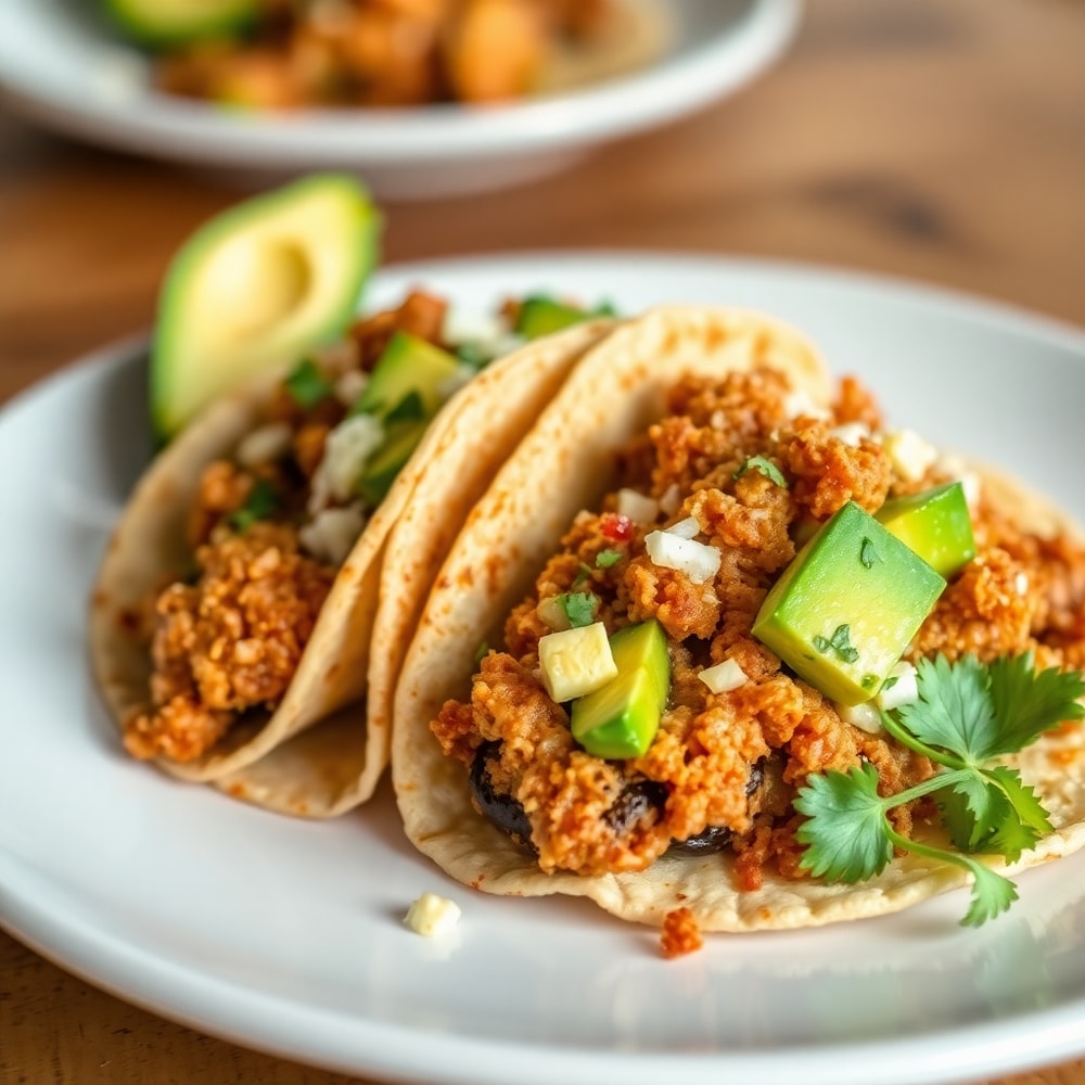 Finished Mushroom Tacos on a plate