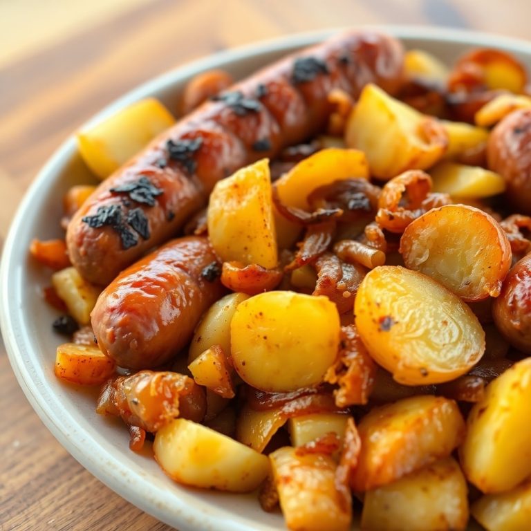 Polish sausage potato onion skillet