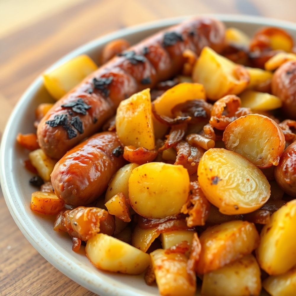 Polish sausage potato onion skillet