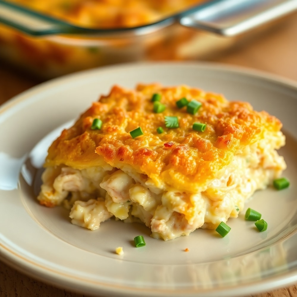 Ritz Cracker Chicken Casserole Served