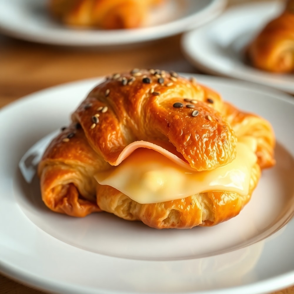 Plated Ham and Cheese Croissants