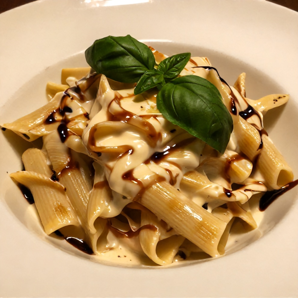 Caprese Pasta Salad plated with a sprinkle of fresh basil
