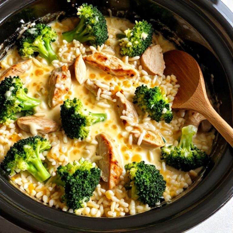 Easy Cheesy Broccoli Chicken and Rice Crockpot Dinner