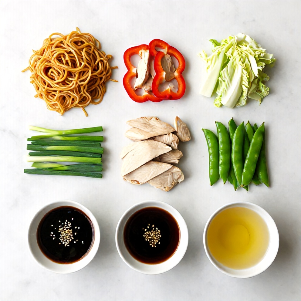 Raw ingredients for Easy Chinese Chow Mein