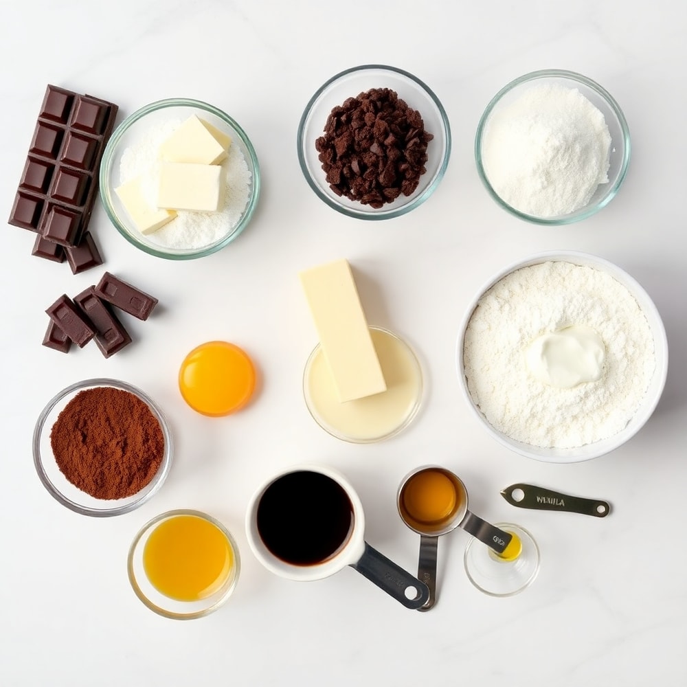 Raw ingredients for Chocolate Mousse Brownies