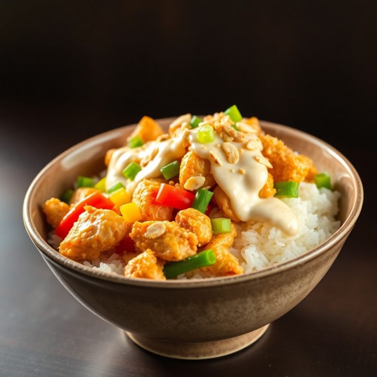 coconut chicken rice bowl