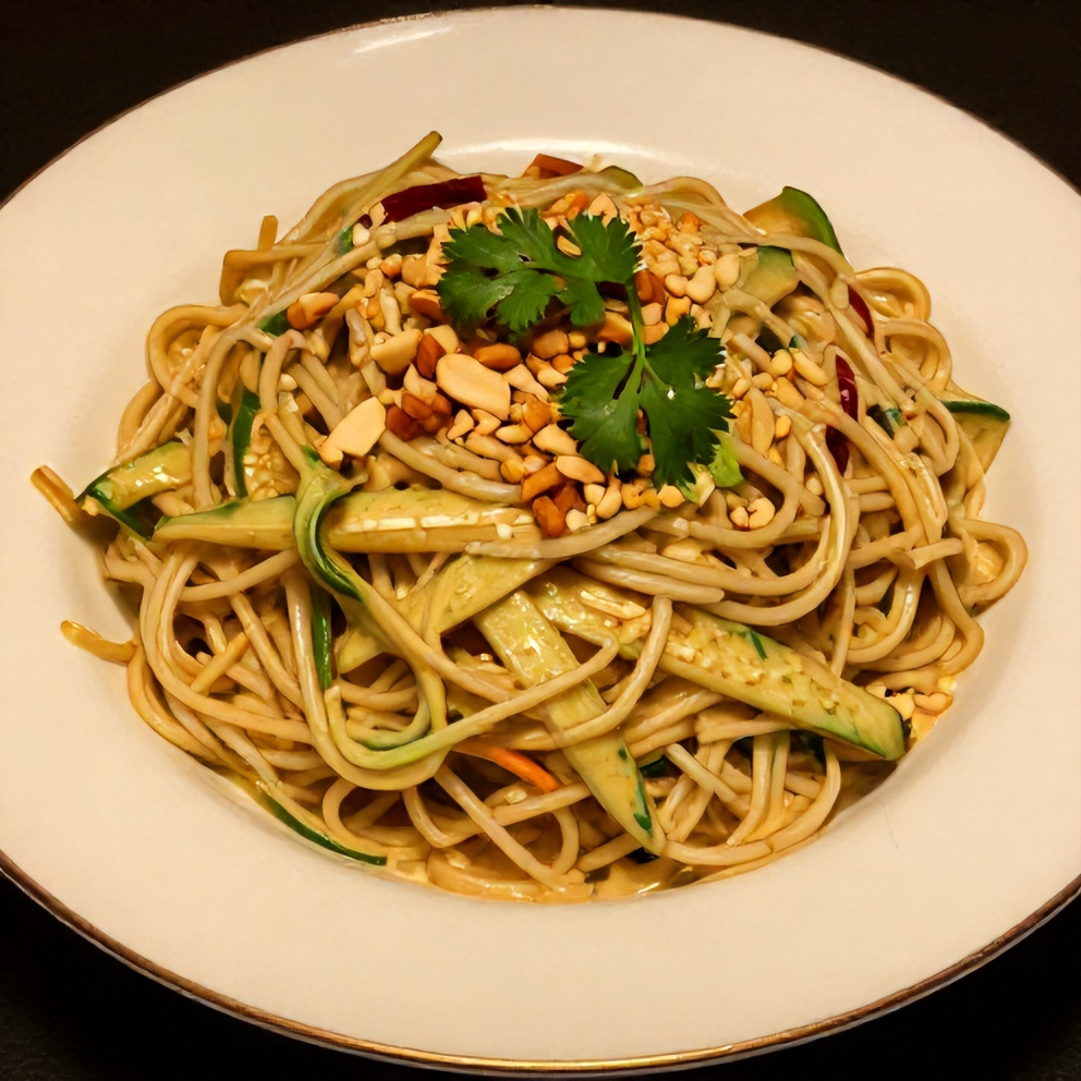 Plated Creamy Zucchini Noodle Pad Thai