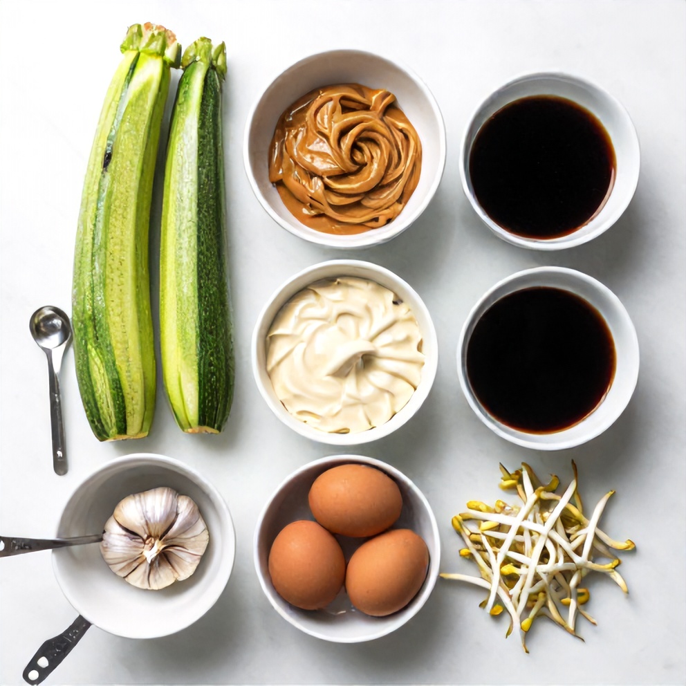 Raw Ingredients for Creamy Zucchini Noodle Pad Thai