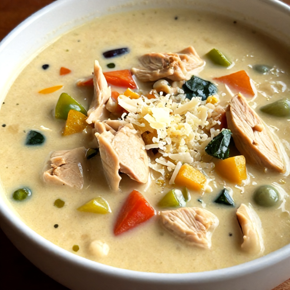 Easy Crock Pot Creamy Chicken Parmesan Soup