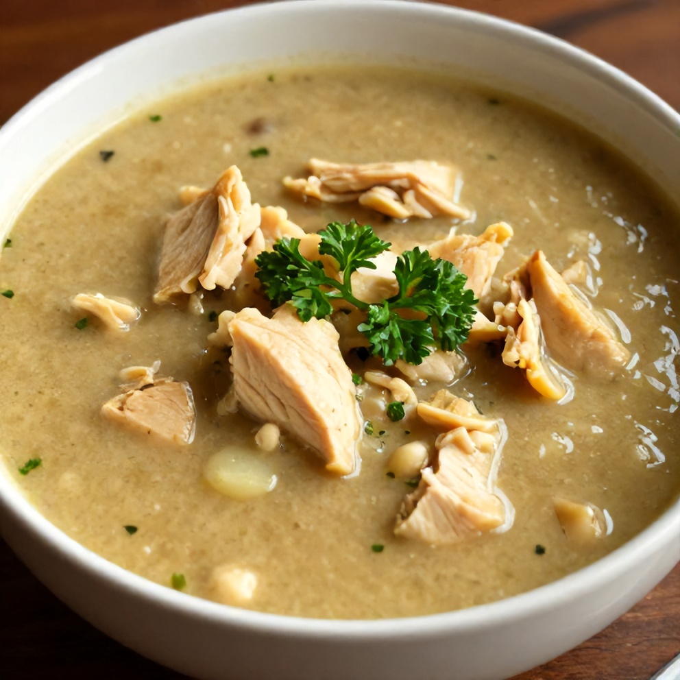 Bowl of Chicken Parmesan Soup with a sprinkle of parsley