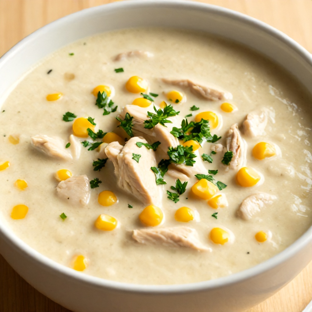 Bowl of Creamy Chicken and Corn Chowder