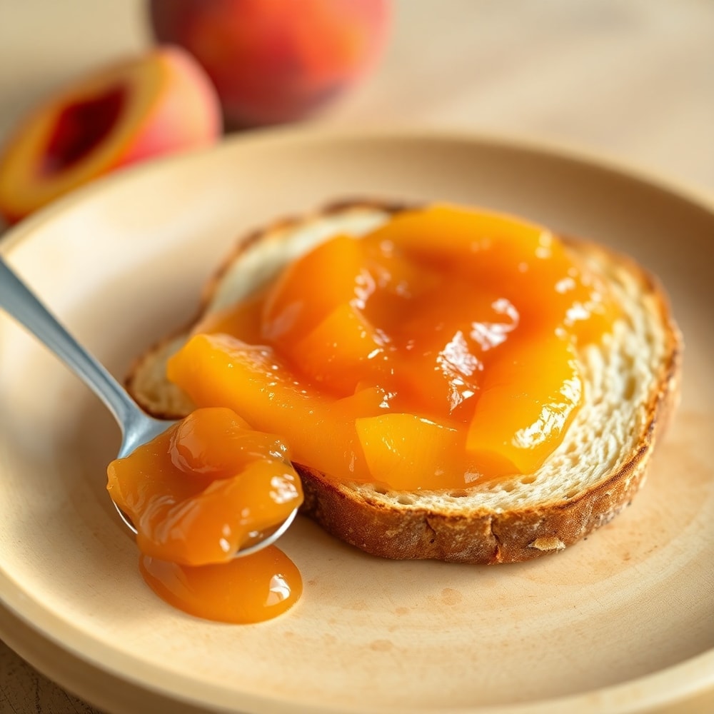 Peach preserves on toast