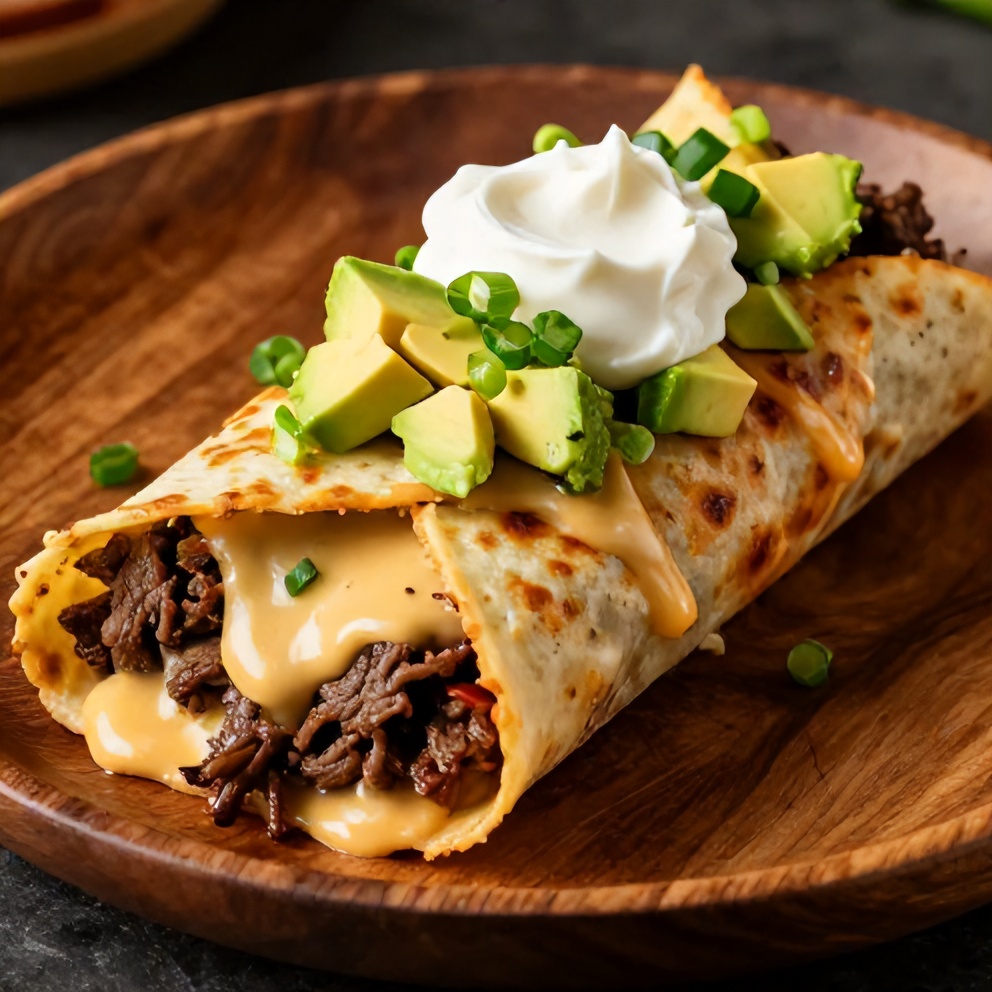 Plated Keto Beef Crunchwraps with Cheesy Sauce