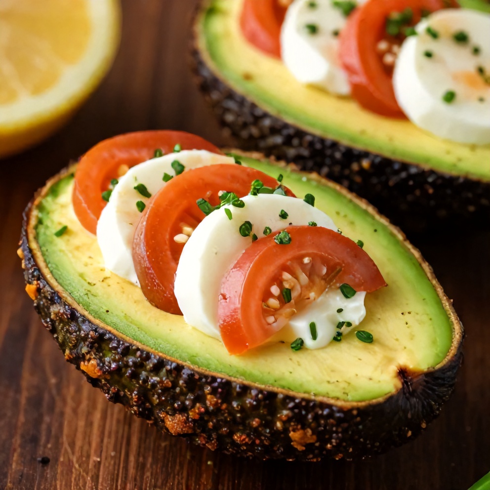 keto caprese stuffed avocado bites