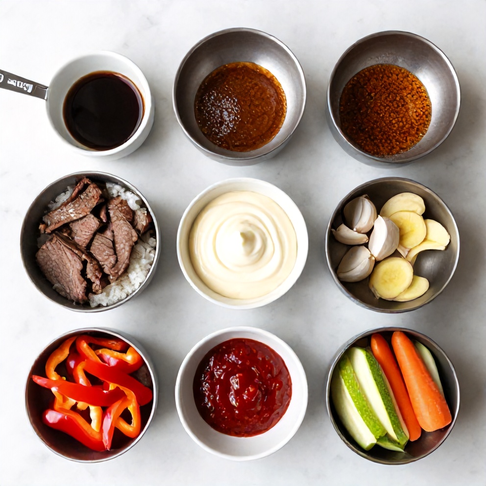 Korean BBQ Steak Rice Bowls Ingredients