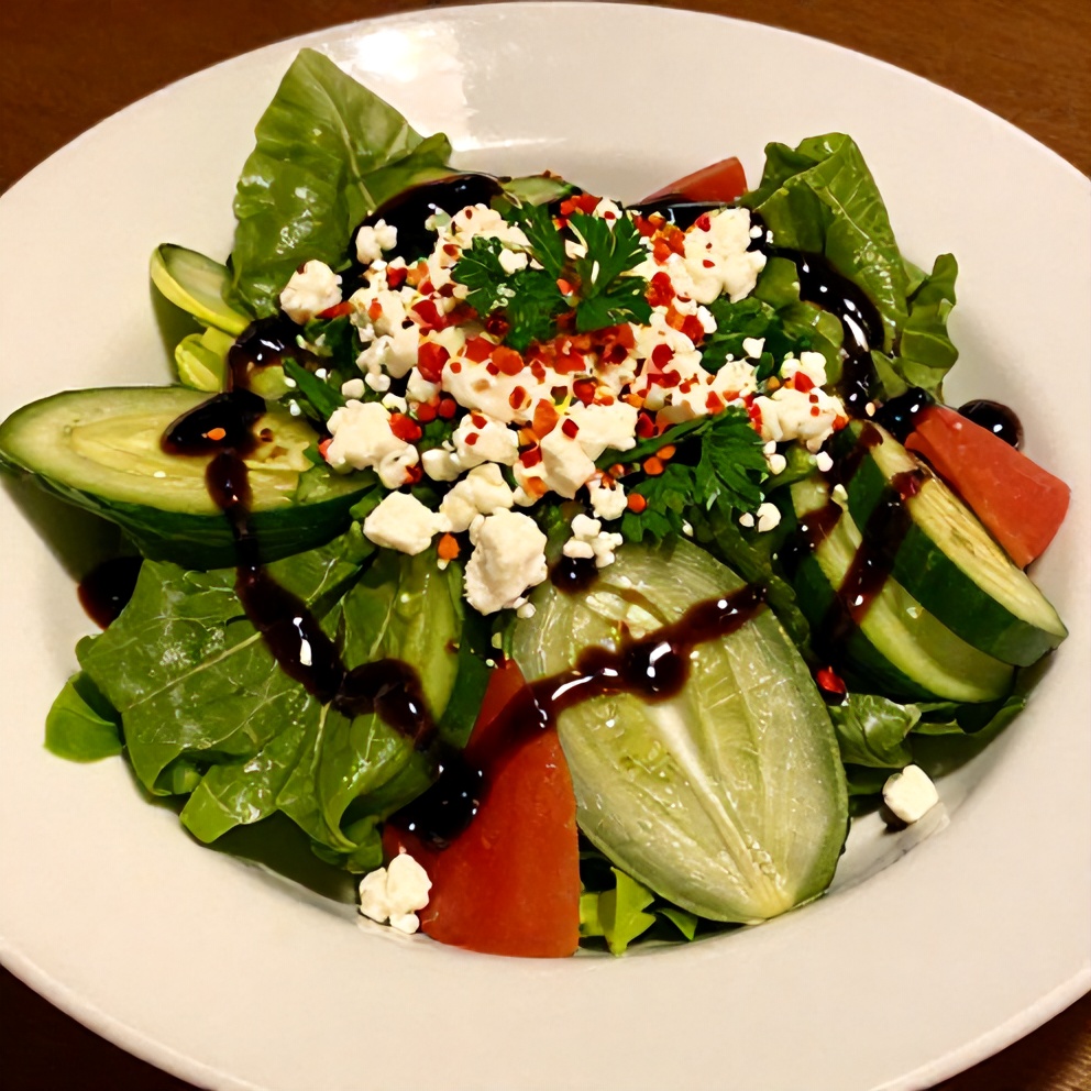 Plated Mediterranean side salad
