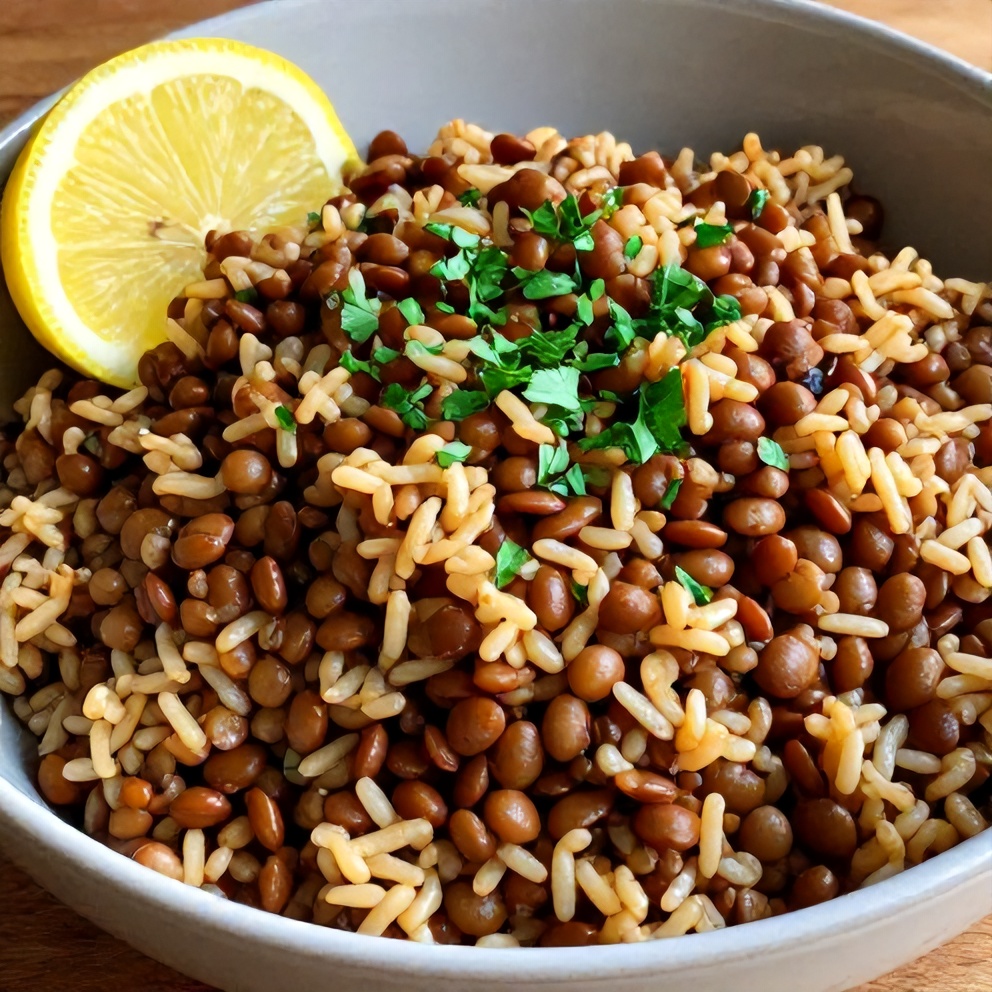 Easy Mujadara Lentils and Rice Vegan Dinner Recipe
