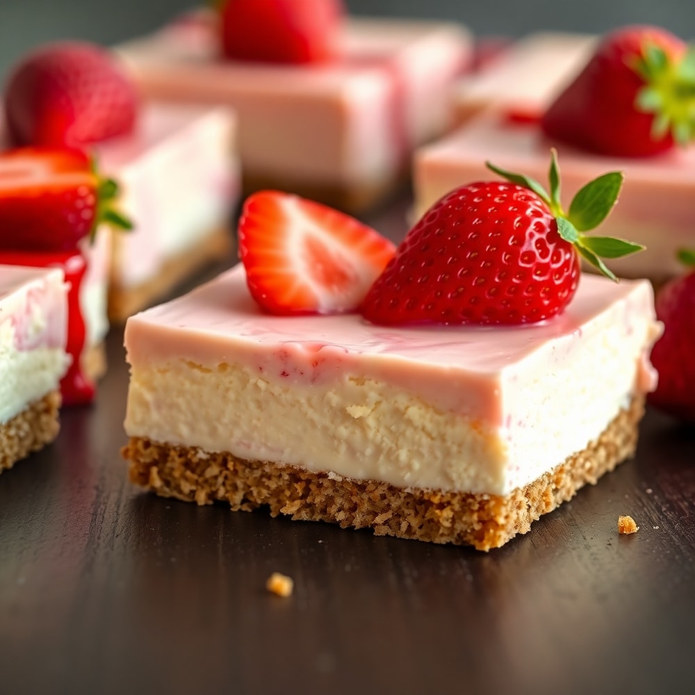 Easy No-Bake Strawberry Creamsicle Cheesecake Bars