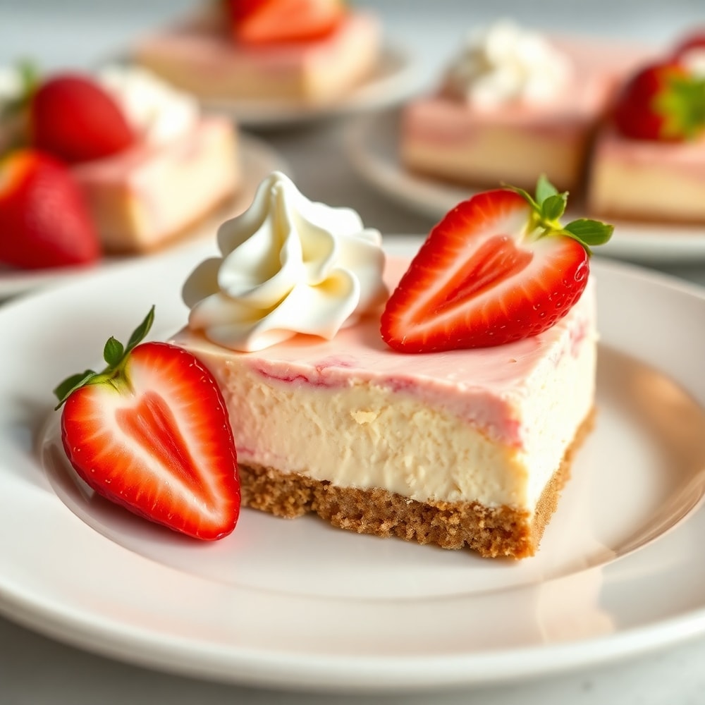 Easy No-Bake Strawberry Creamsicle Cheesecake Bars