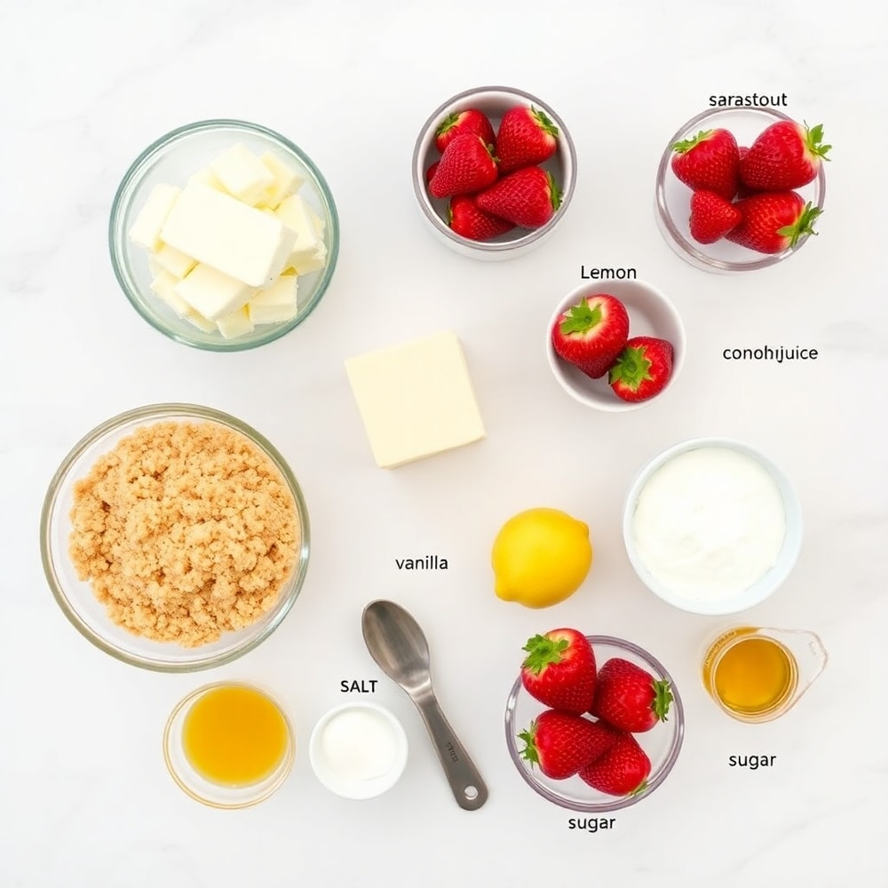 Ingredients for Easy No-Bake Strawberry Creamsicle Cheesecake Bars