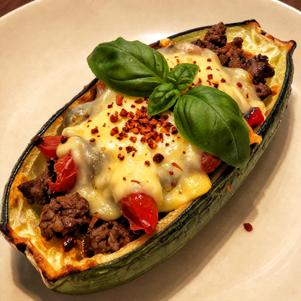 One-Pan Ground Beef Stuffed Zucchini Boats Final Dish