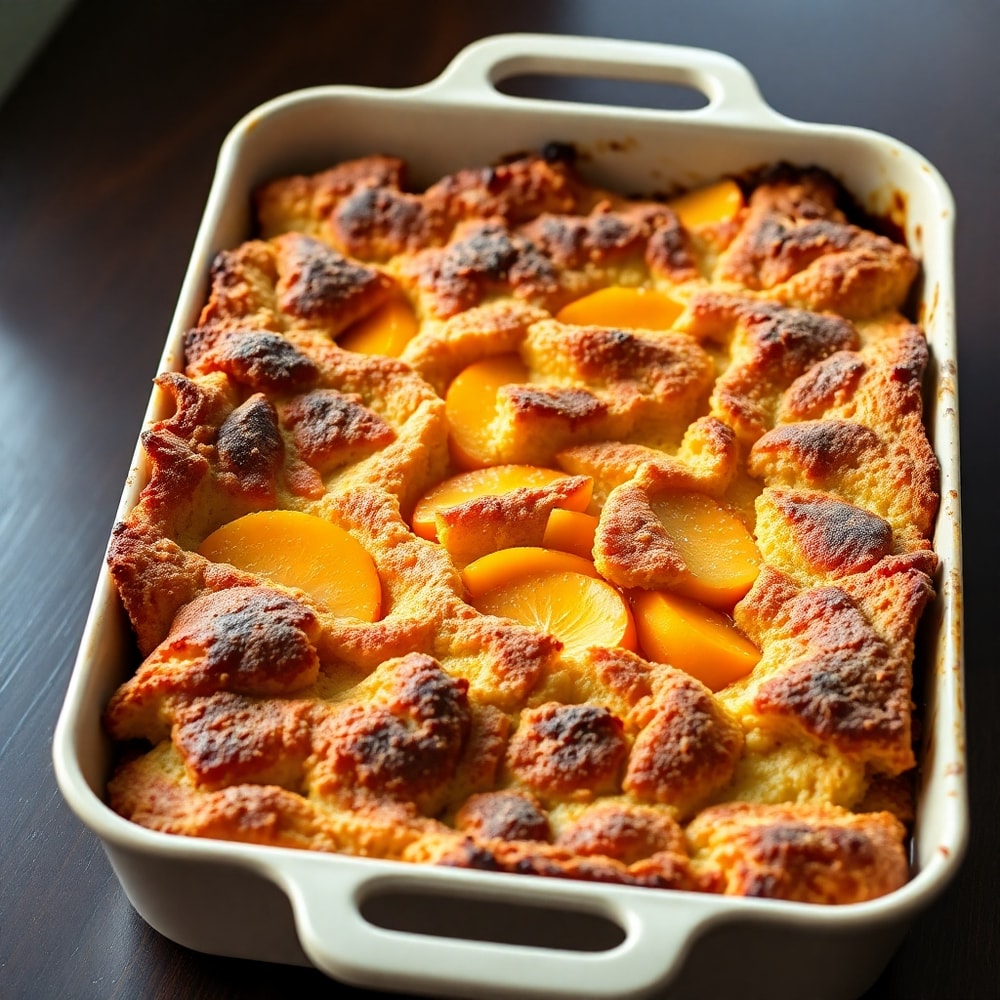 Easy Peach Cobbler French Toast Bake
