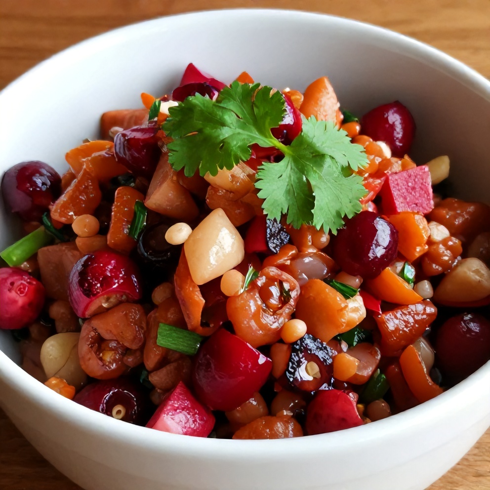 Spicy Cranberry Salsa served in a bowl with tortilla chips
