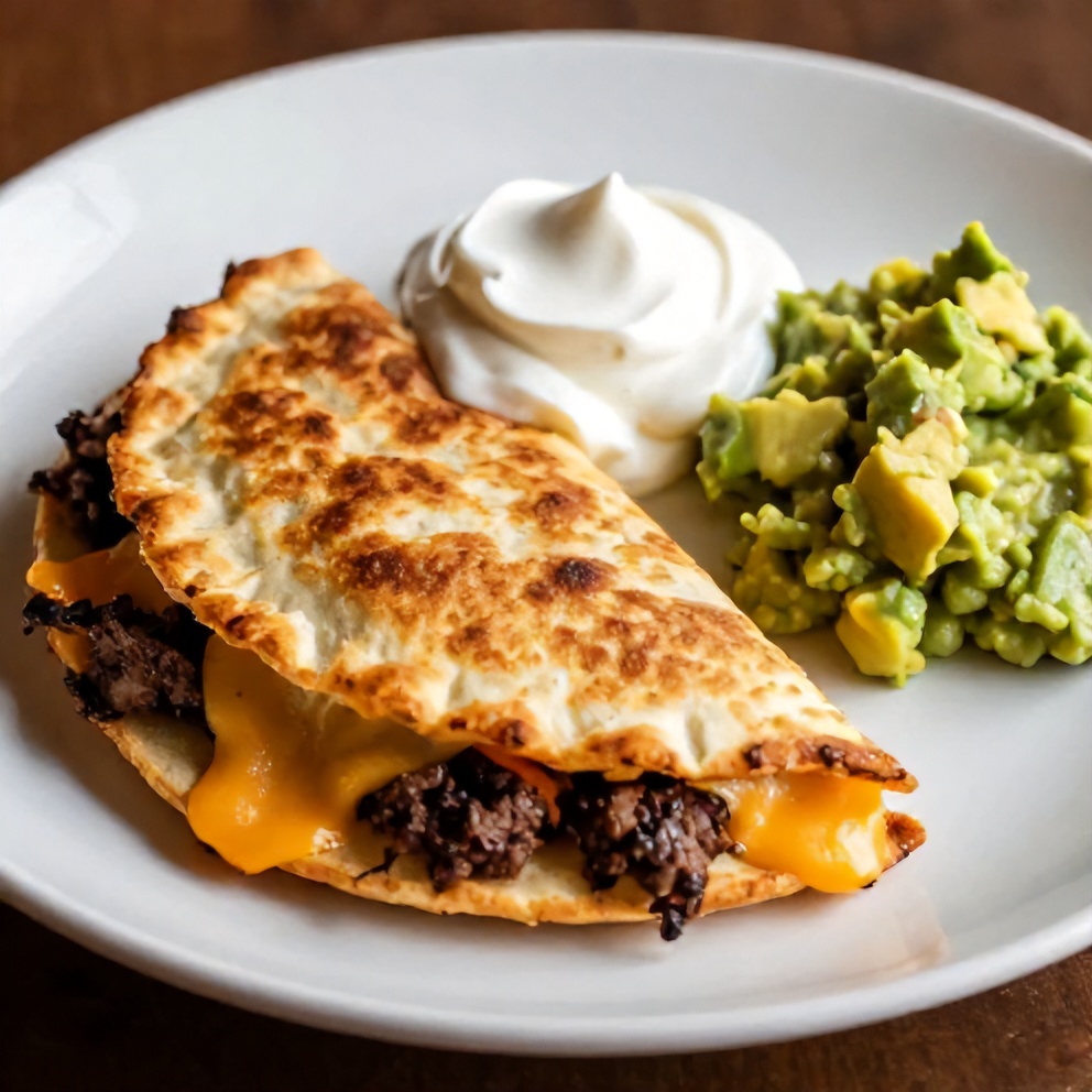 Plated Steak Cheese Quesadillas