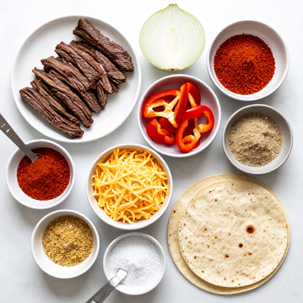 Raw Ingredients for Steak Cheese Quesadillas