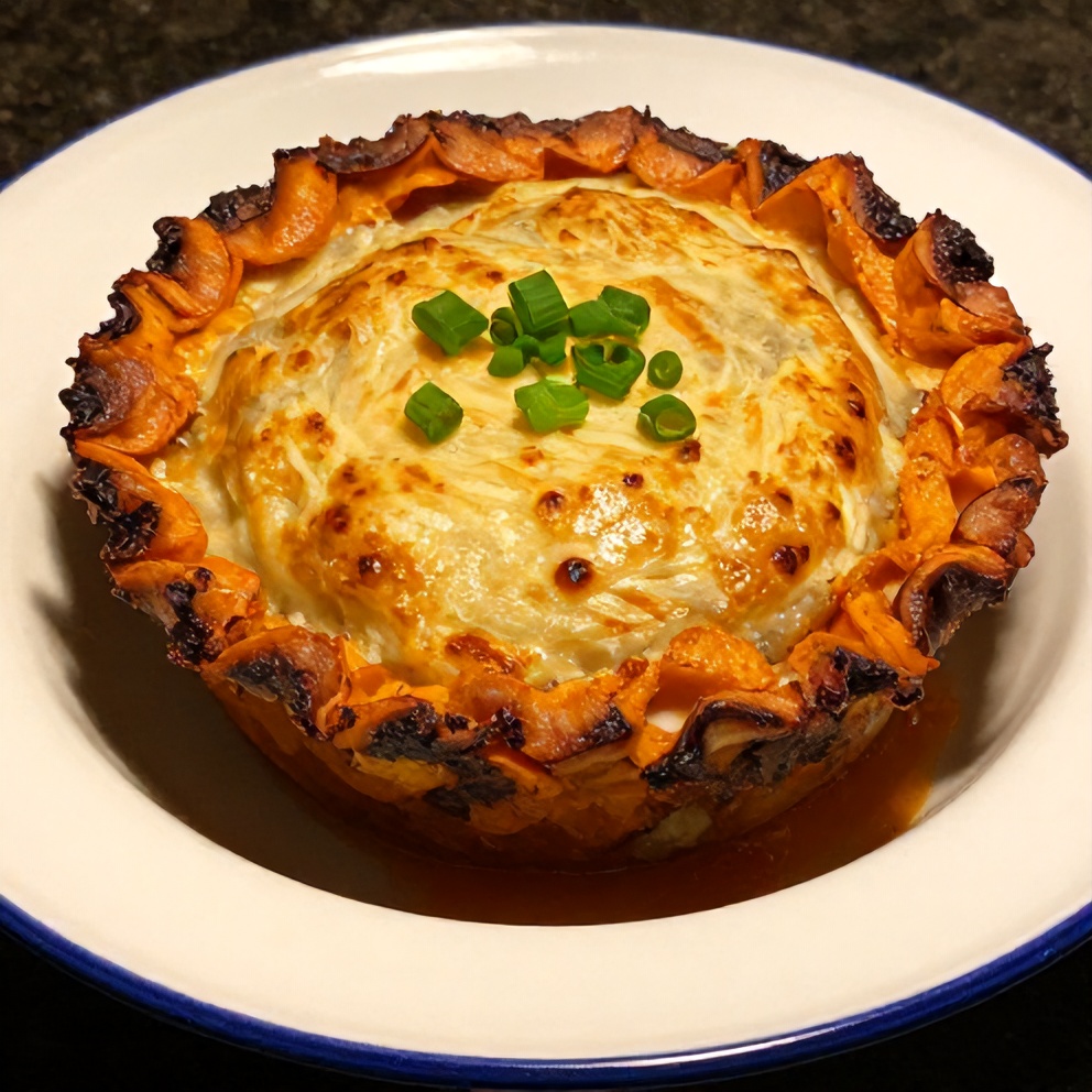 Sweet Potato Shepherd’s Pie with green onions