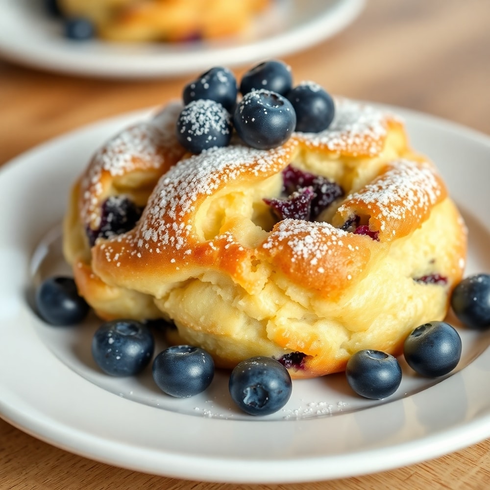 Sliced Blueberry Cloud Bread on a plate