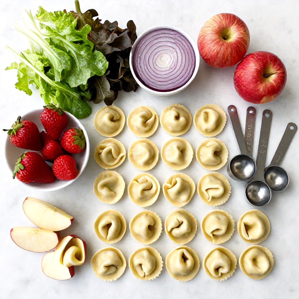 Raw ingredients for Apple Tortellini Salad